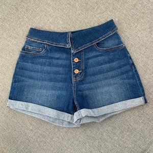NO Boundaries High Rise Denim Shorts Vintage Style 80's Cotton Cuffed Great Cond